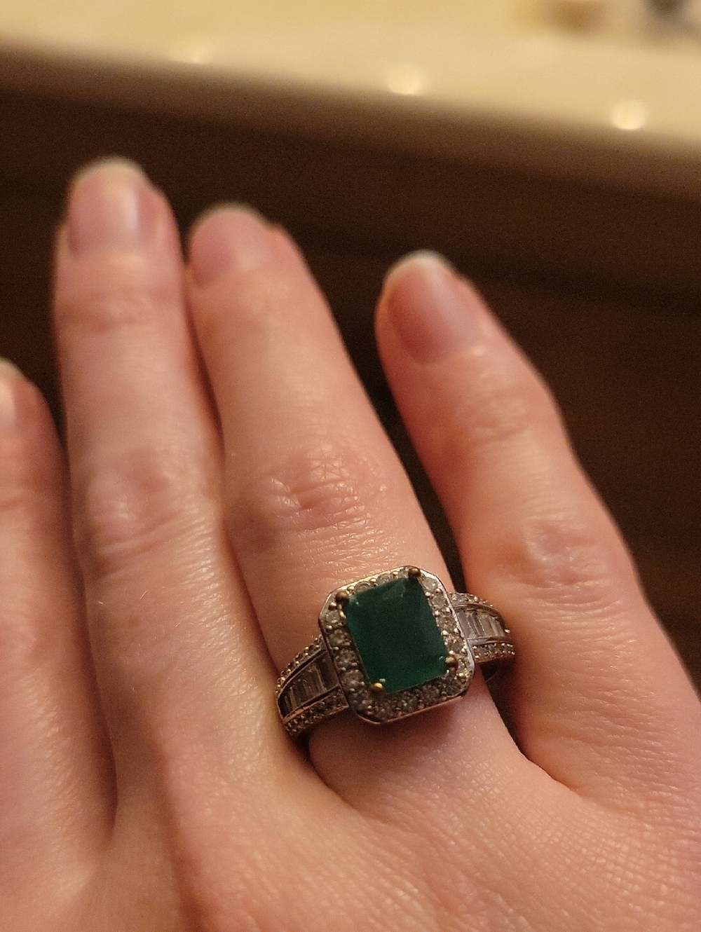 Emerald Green Halo Statement Ring - Women Jewelry